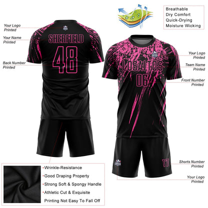 Custom Black Pink Sublimation Soccer Uniform Jersey - Sky-Custom