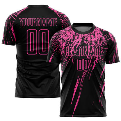 Custom Black Pink Sublimation Soccer Uniform Jersey - Sky-Custom