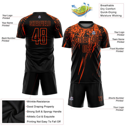 Custom Black Orange Sublimation Soccer Uniform Jersey - Sky-Custom