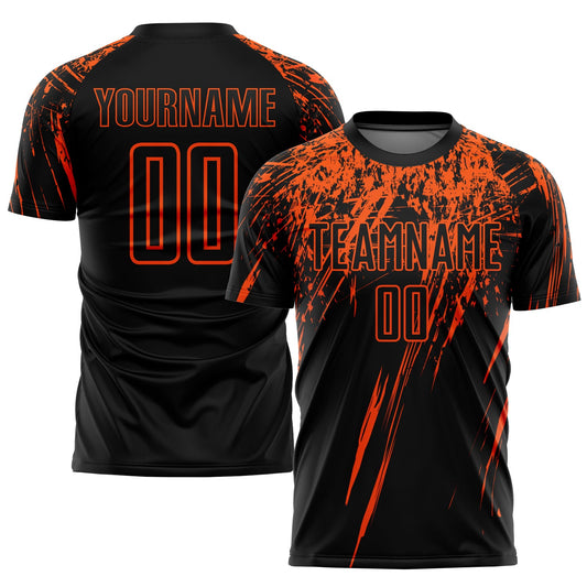 Custom Black Orange Sublimation Soccer Uniform Jersey - Sky-Custom