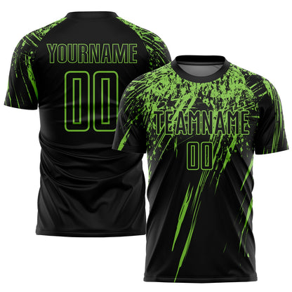 Custom Black Neon Green Sublimation Soccer Uniform Jersey - Sky-Custom
