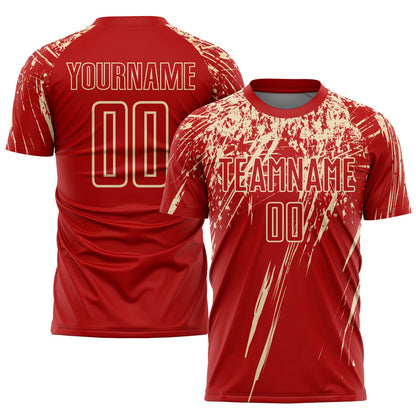 Custom Red City Cream Sublimation Soccer Uniform Jersey - Sky-Custom