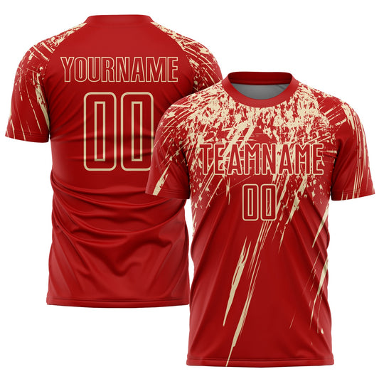 Custom Red City Cream Sublimation Soccer Uniform Jersey - Sky-Custom