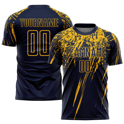 Custom Navy Yellow Sublimation Soccer Uniform Jersey - Sky-Custom