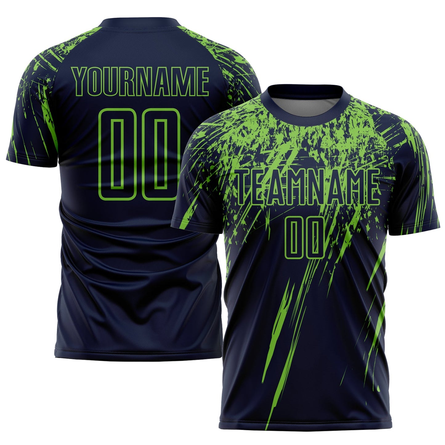 Custom Navy Neon Green Sublimation Soccer Uniform Jersey - Sky-Custom