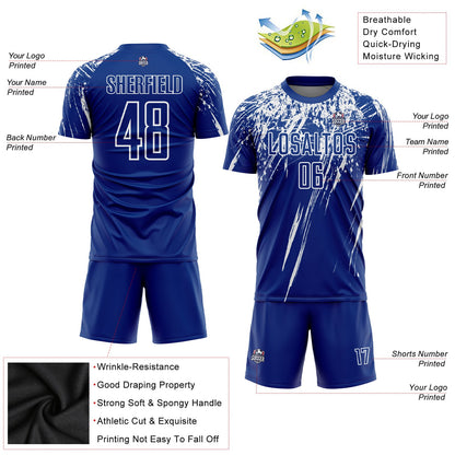 Custom Royal White Sublimation Soccer Uniform Jersey - Sky-Custom