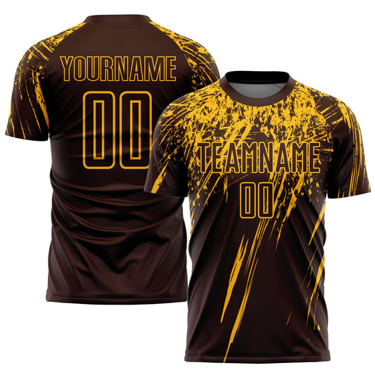 Custom Brown Gold Sublimation Soccer Uniform Jersey - Sky-Custom