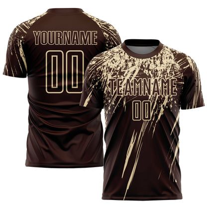 Custom Brown Cream Sublimation Soccer Uniform Jersey - Sky-Custom