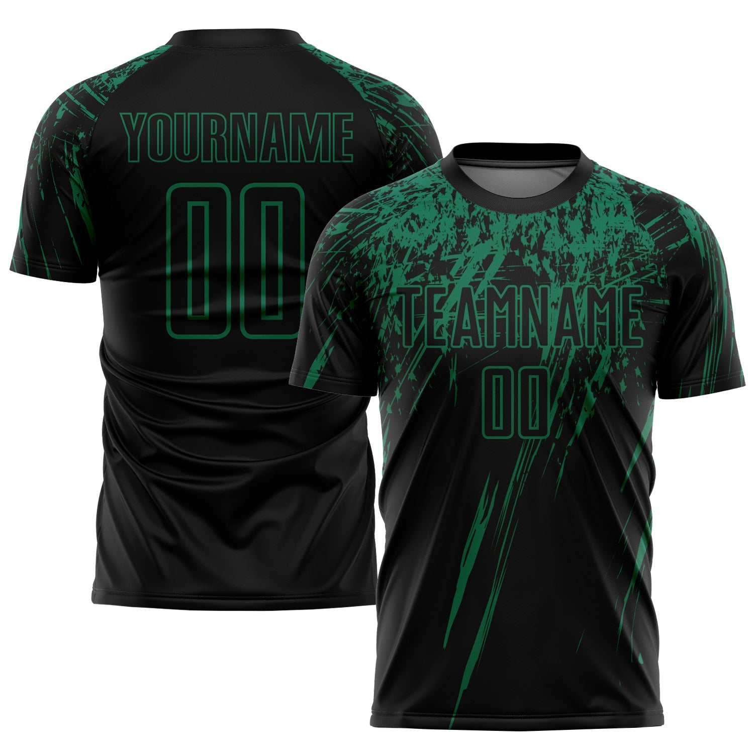 Custom Black Kelly Green Sublimation Soccer Uniform Jersey - Sky-Custom