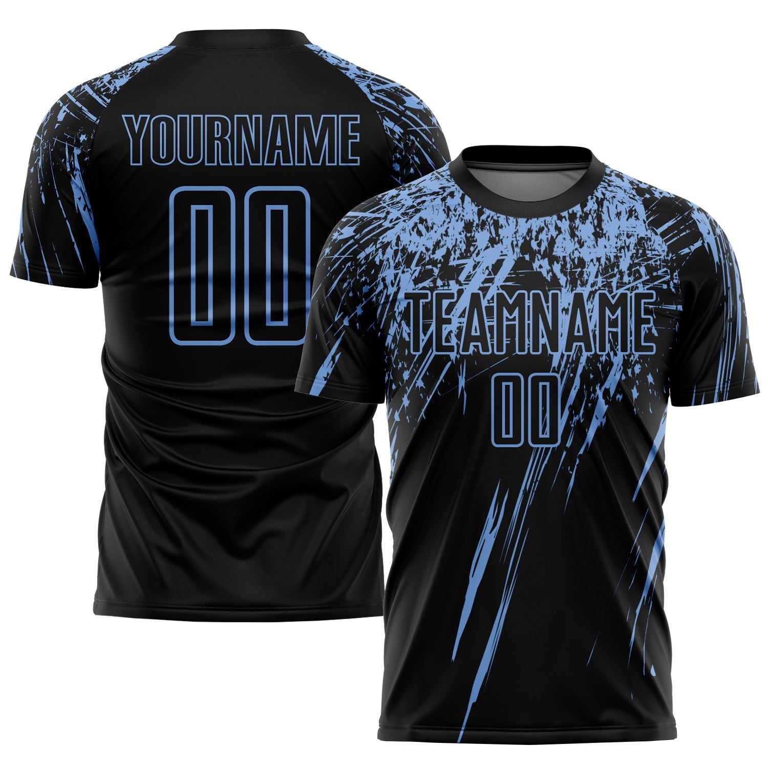Custom Black Light Blue Sublimation Soccer Uniform Jersey - Sky-Custom
