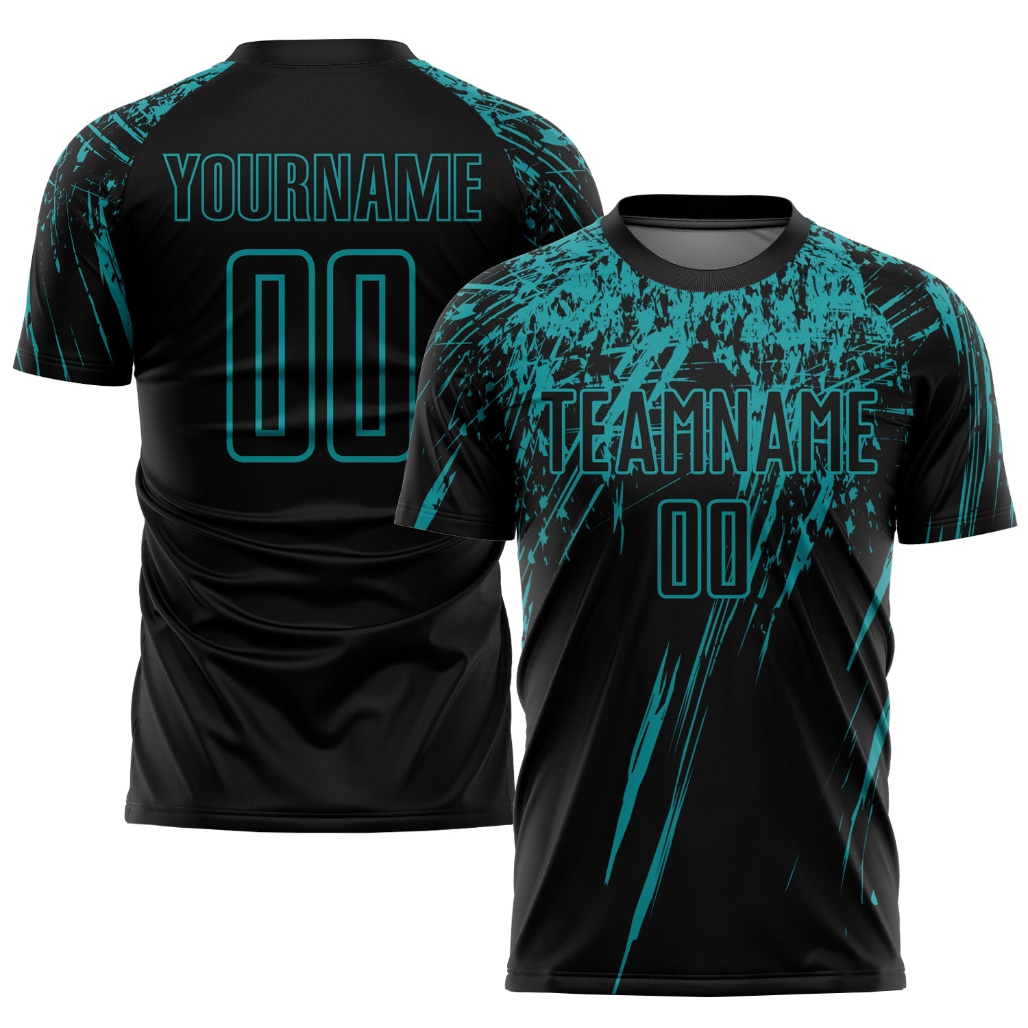 Custom Black Teal Sublimation Soccer Uniform Jersey - Sky-Custom