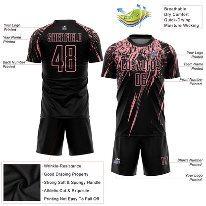 Custom Black Medium Pink Sublimation Soccer Uniform Jersey - Sky-Custom