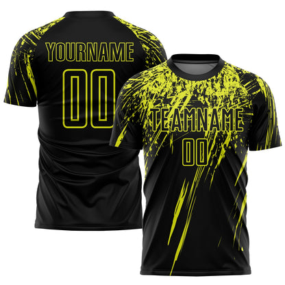 Custom Black Neon Yellow Sublimation Soccer Uniform Jersey - Sky-Custom