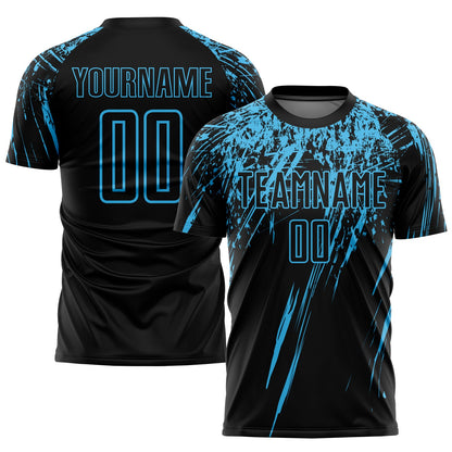 Custom Black Sky Blue Sublimation Soccer Uniform Jersey - Sky-Custom