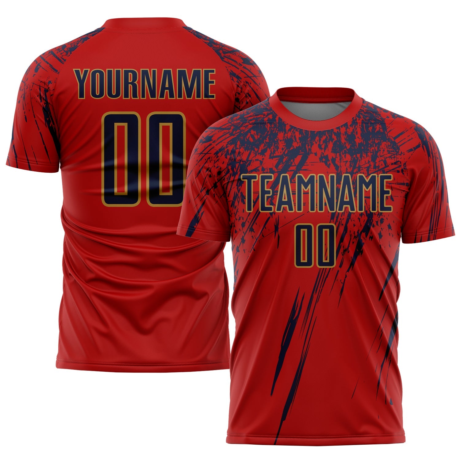 Custom Red Navy-Old Gold Sublimation Soccer Uniform Jersey - Sky-Custom
