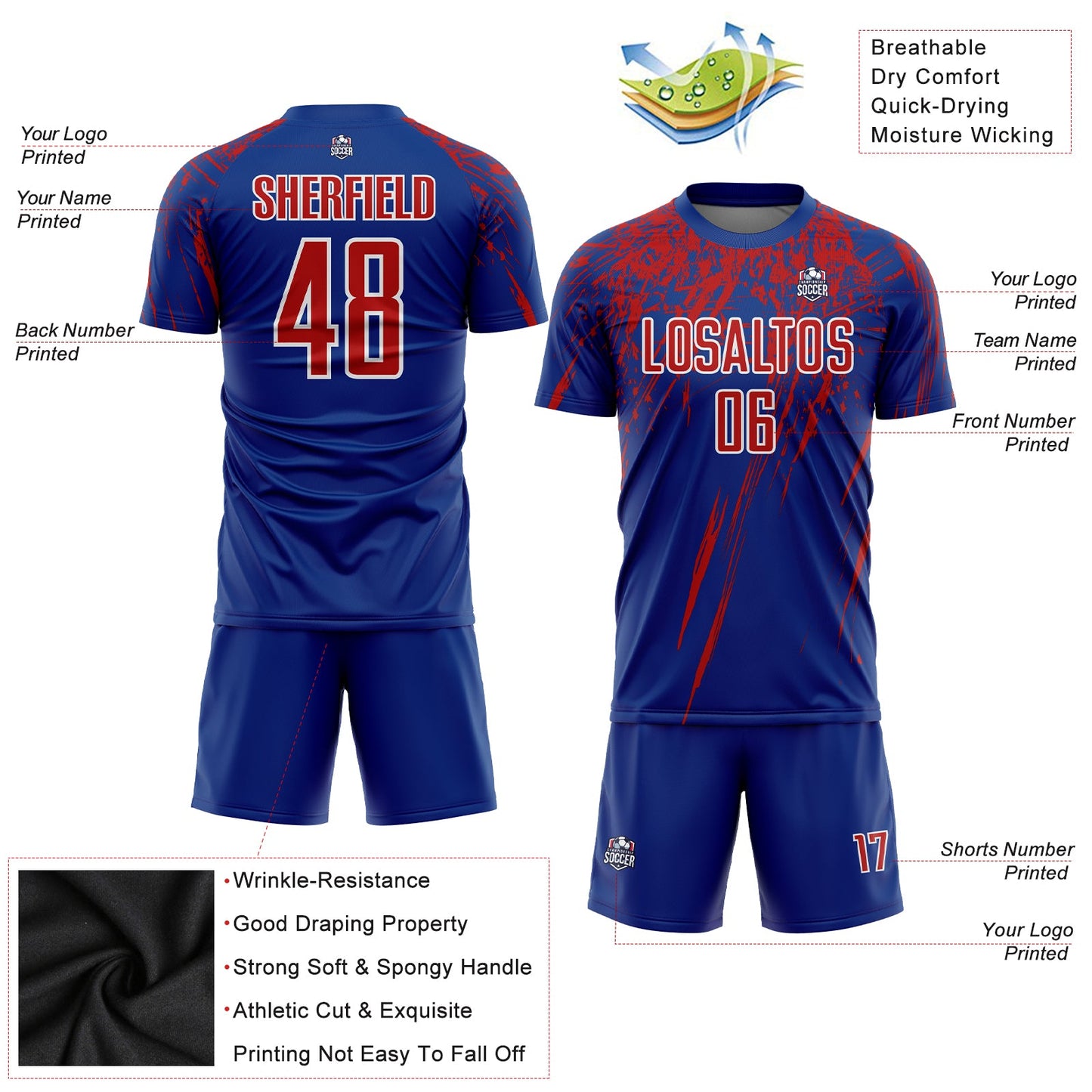 Custom Royal Red-White Sublimation Soccer Uniform Jersey - Sky-Custom