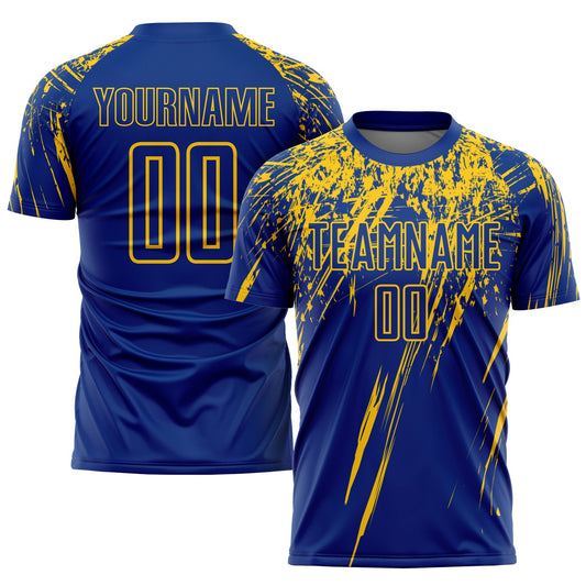 Custom Royal Yellow Sublimation Soccer Uniform Jersey - Sky-Custom
