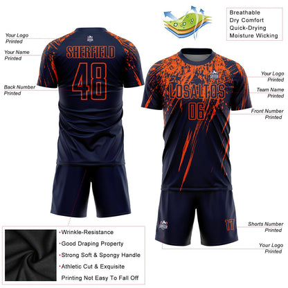 Custom Navy Orange Sublimation Soccer Uniform Jersey - Sky-Custom