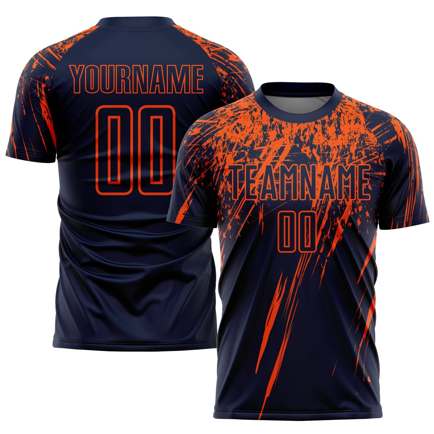 Custom Navy Orange Sublimation Soccer Uniform Jersey - Sky-Custom