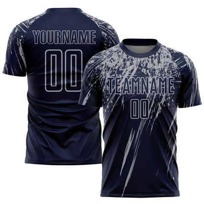 Custom Navy Gray Sublimation Soccer Uniform Jersey - Sky-Custom