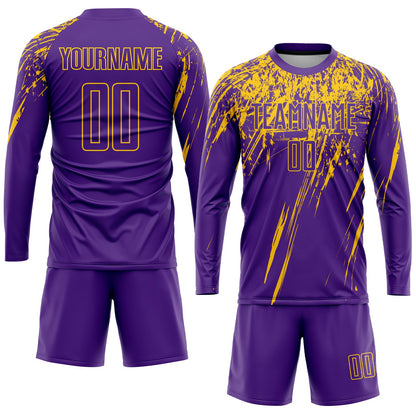 Custom Purple Yellow Sublimation Soccer Uniform Jersey - Sky-Custom