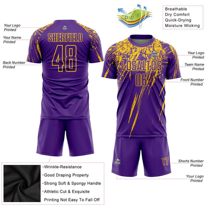 Custom Purple Yellow Sublimation Soccer Uniform Jersey - Sky-Custom