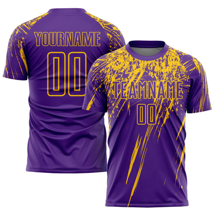 Custom Purple Yellow Sublimation Soccer Uniform Jersey - Sky-Custom
