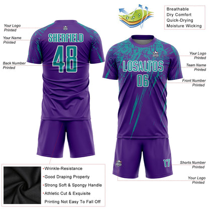 Custom Purple Teal-White Sublimation Soccer Uniform Jersey - Sky-Custom