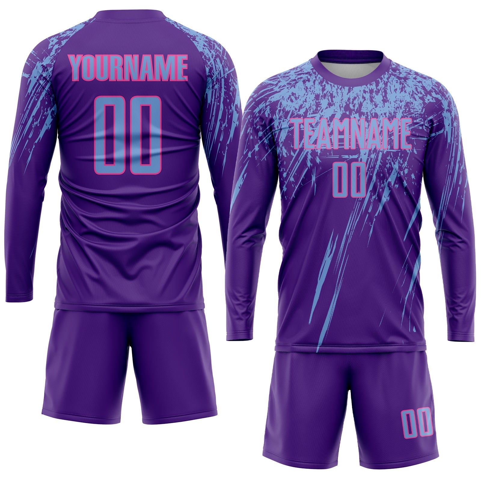 Custom Purple Light Blue-Pink Sublimation Soccer Uniform Jersey - Sky-Custom