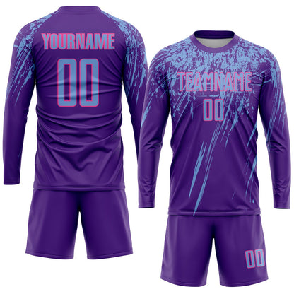 Custom Purple Light Blue-Pink Sublimation Soccer Uniform Jersey - Sky-Custom