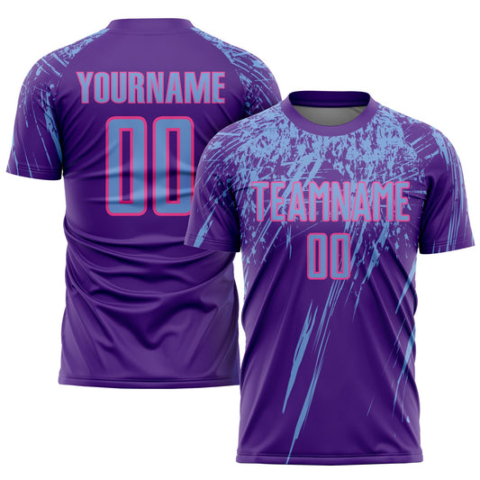 Custom Purple Light Blue-Pink Sublimation Soccer Uniform Jersey - Sky-Custom