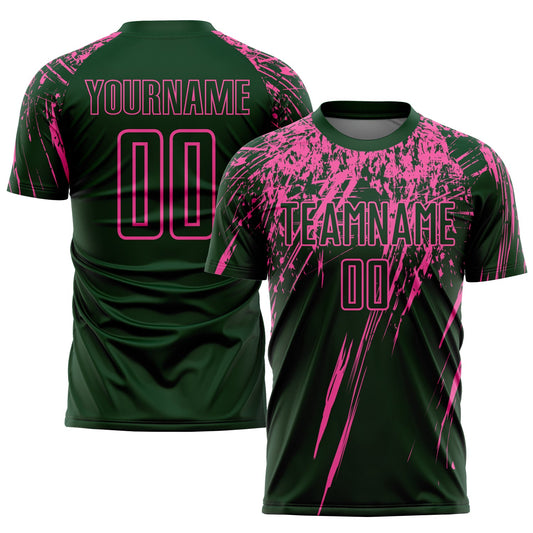 Custom Green Pink Sublimation Soccer Uniform Jersey - Sky-Custom