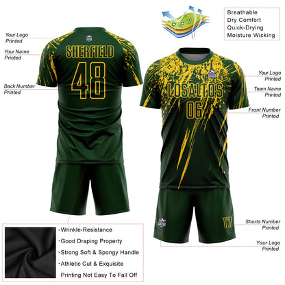 Custom Green Yellow Sublimation Soccer Uniform Jersey - Sky-Custom