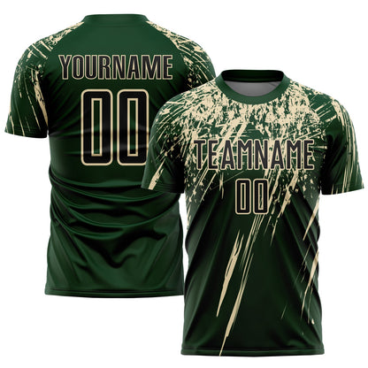 Custom Green Black-Cream Sublimation Soccer Uniform Jersey - Sky-Custom