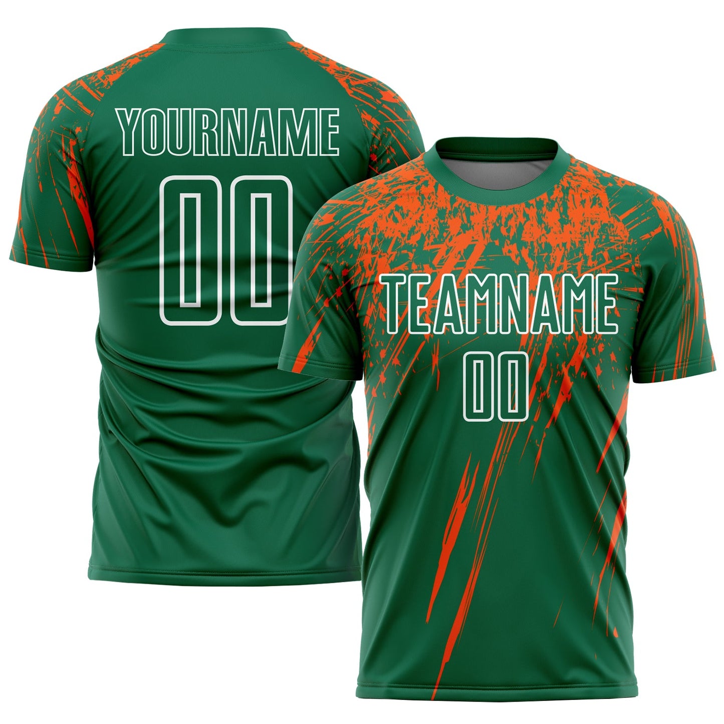 Custom Kelly Green Orange-White Sublimation Soccer Uniform Jersey - Sky-Custom