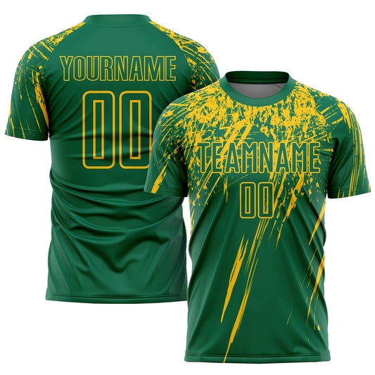 Custom Kelly Green Yellow Sublimation Soccer Uniform Jersey - Sky-Custom