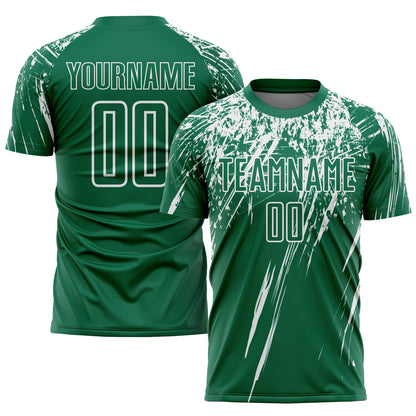 Custom Kelly Green White Sublimation Soccer Uniform Jersey - Sky-Custom