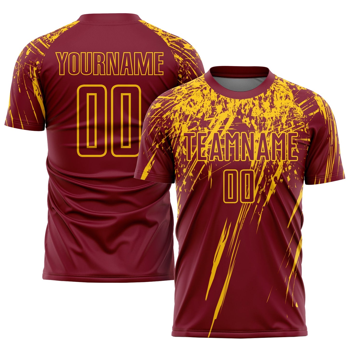 Custom Crimson Yellow Sublimation Soccer Uniform Jersey - Sky-Custom
