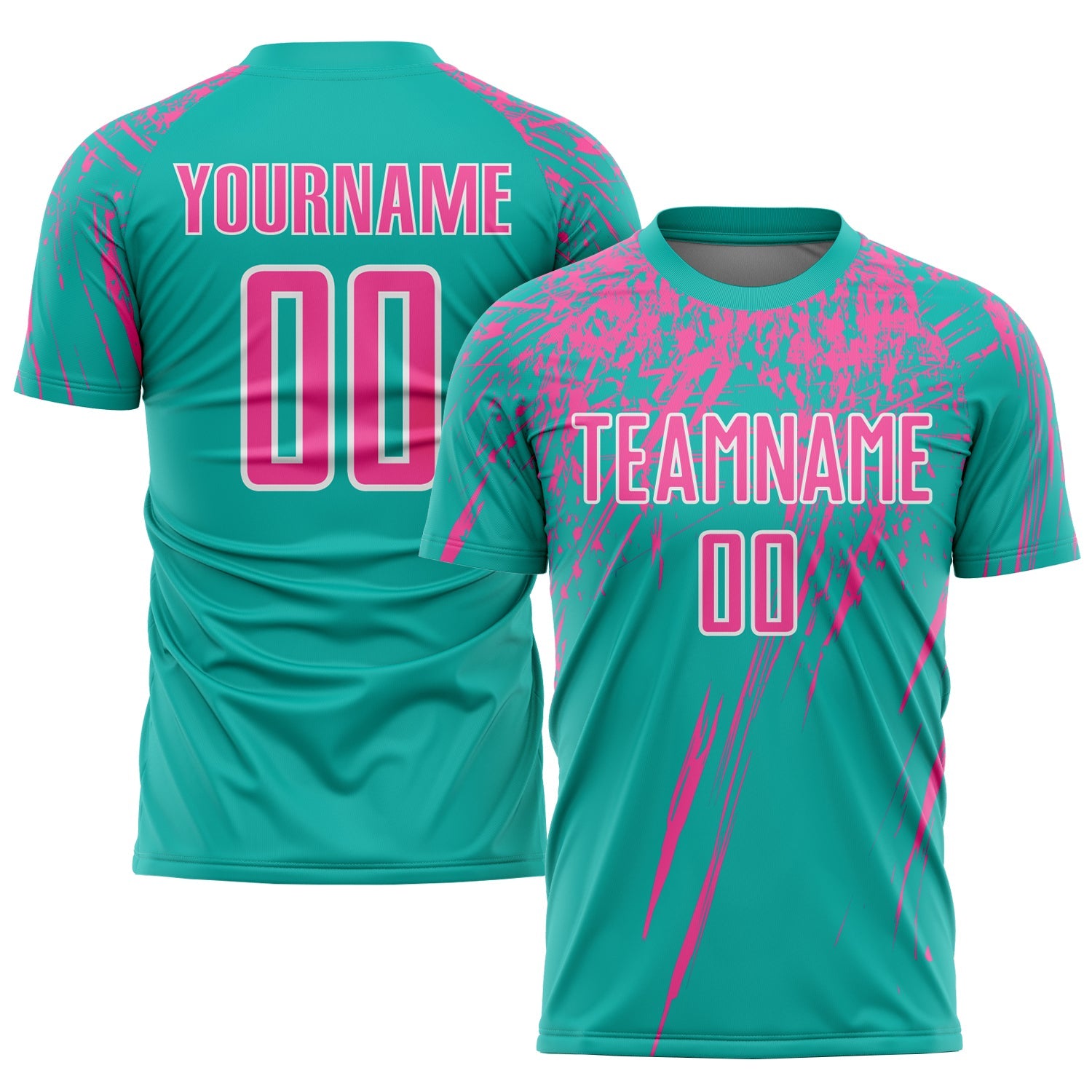 Custom Aqua Pink-White Sublimation Soccer Uniform Jersey - Sky-Custom