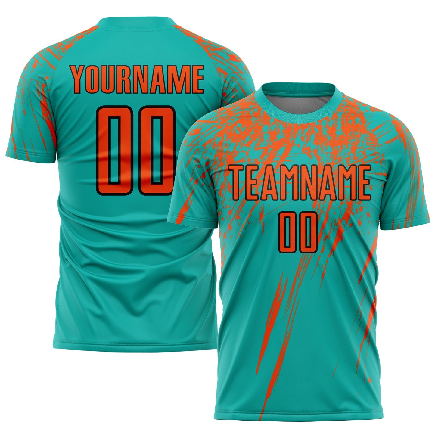Custom Aqua Orange-Black Sublimation Soccer Uniform Jersey - Sky-Custom