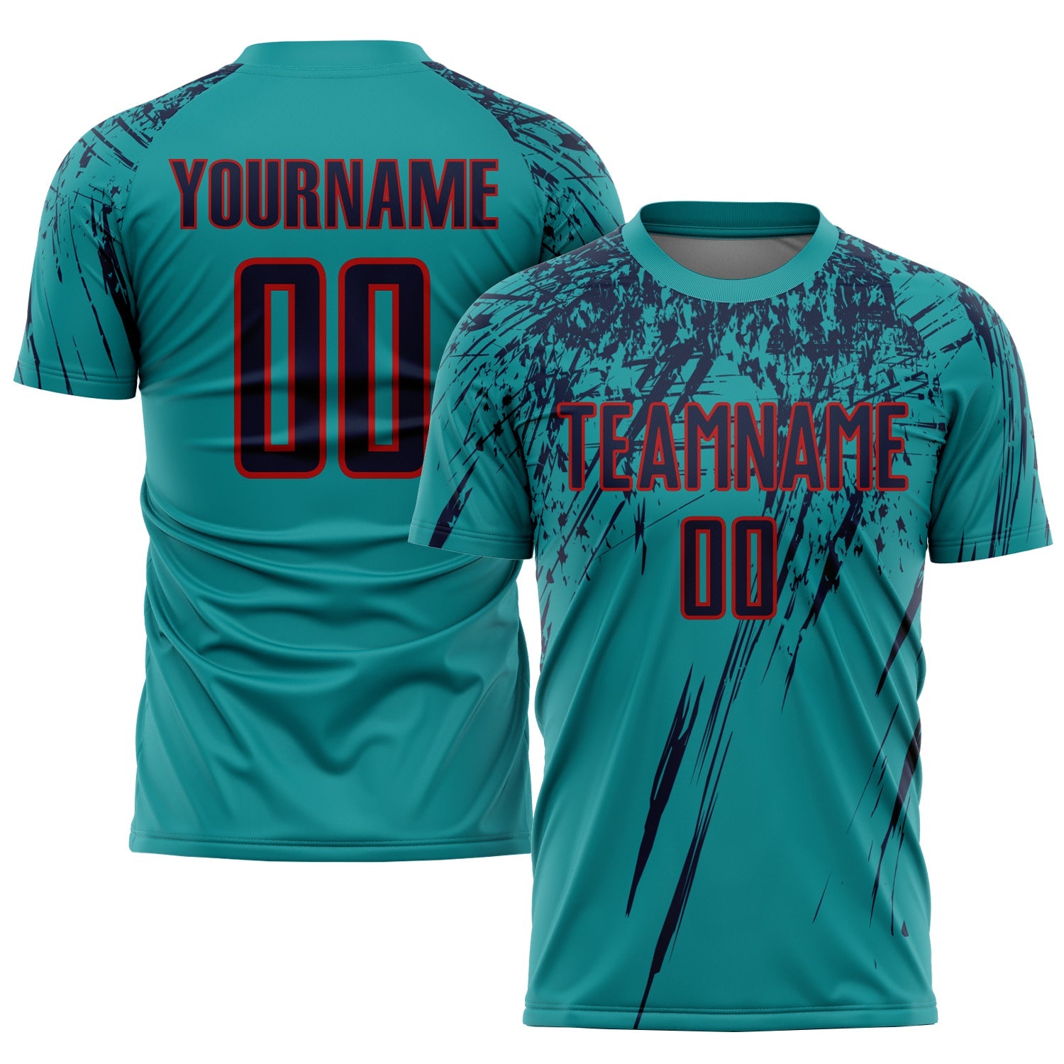 Custom Teal Navy-Red Sublimation Soccer Uniform Jersey - Sky-Custom