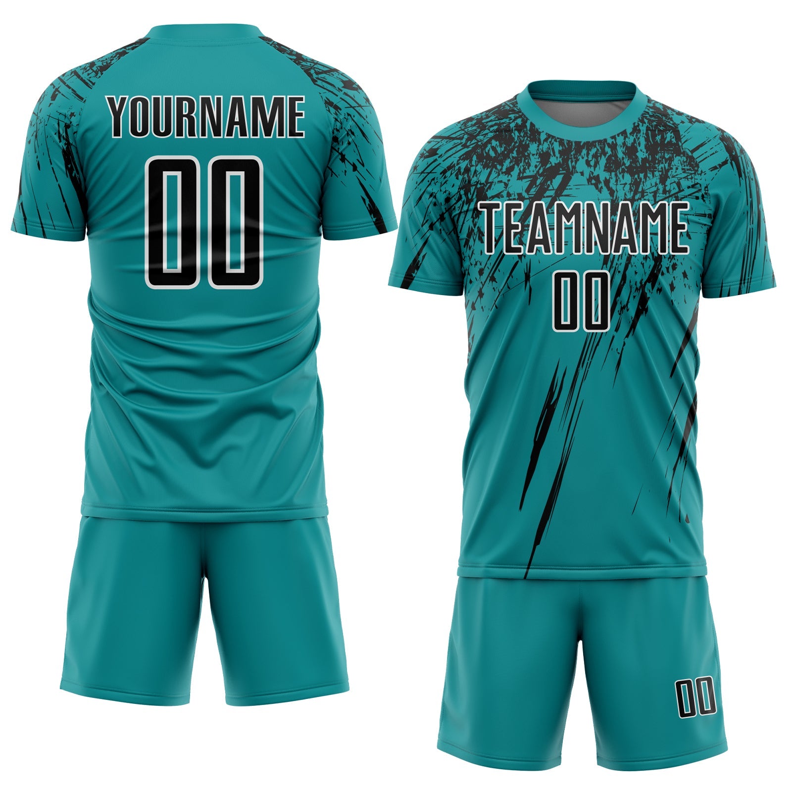 Custom Teal Black-White Sublimation Soccer Uniform Jersey - Sky-Custom