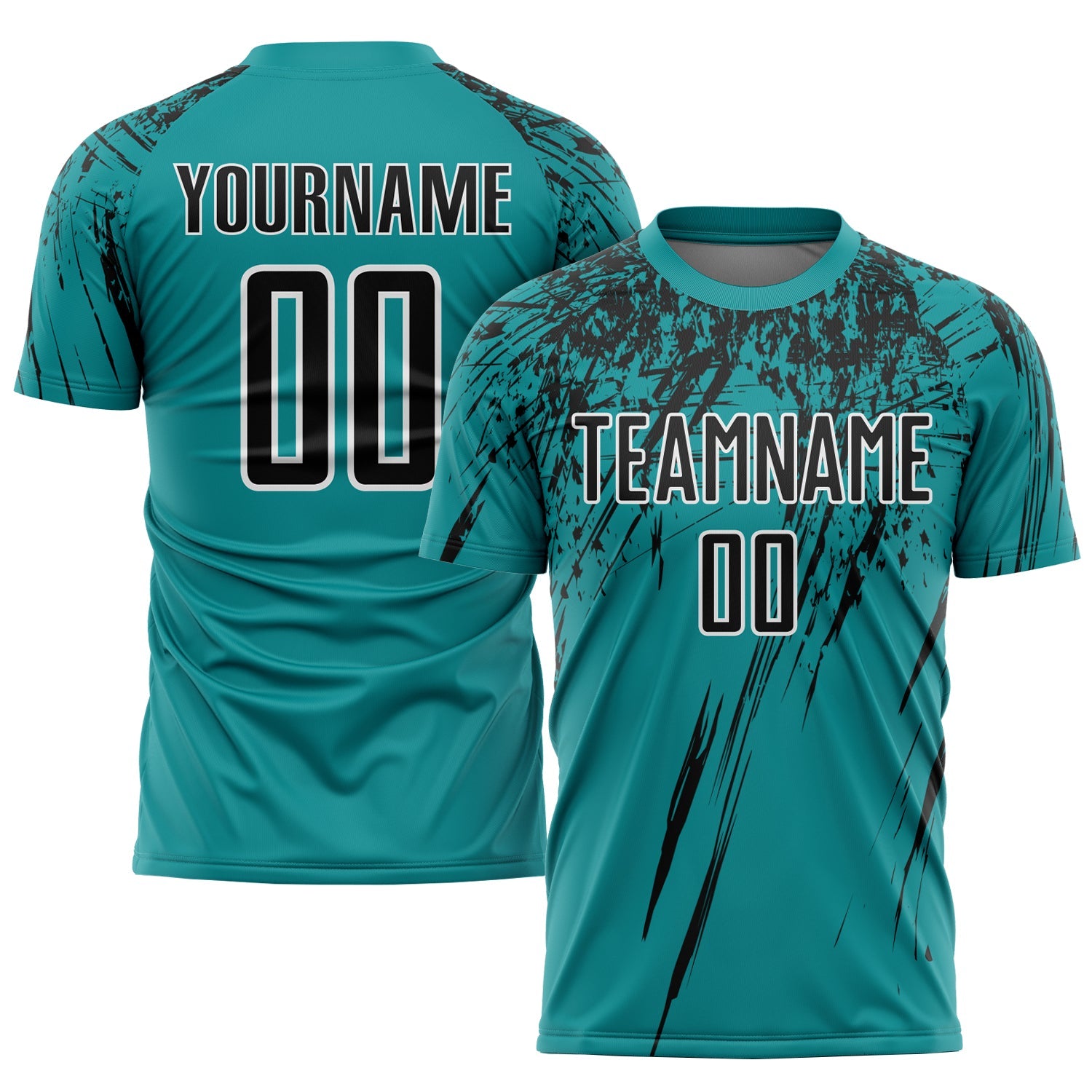 Custom Teal Black-White Sublimation Soccer Uniform Jersey - Sky-Custom