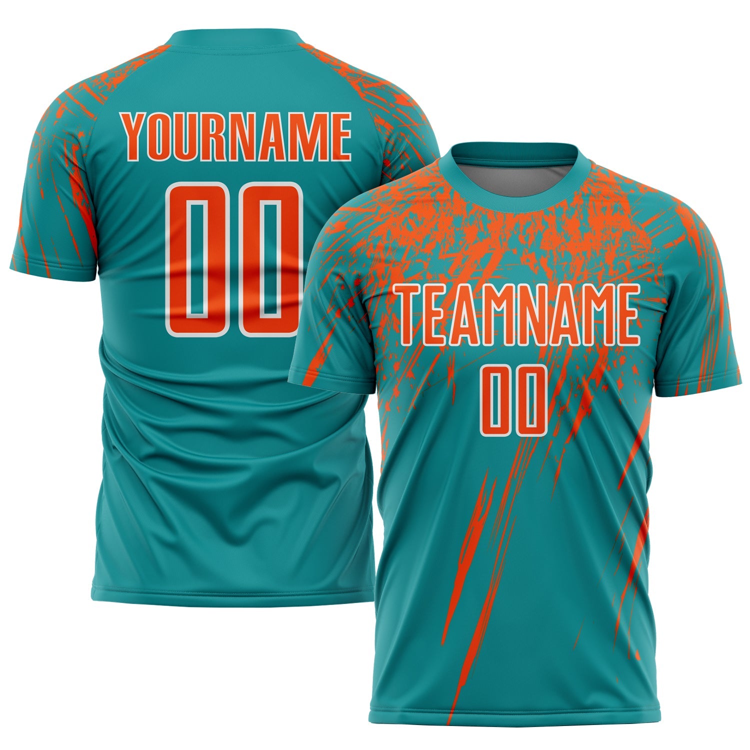 Custom Teal Orange-White Sublimation Soccer Uniform Jersey - Sky-Custom