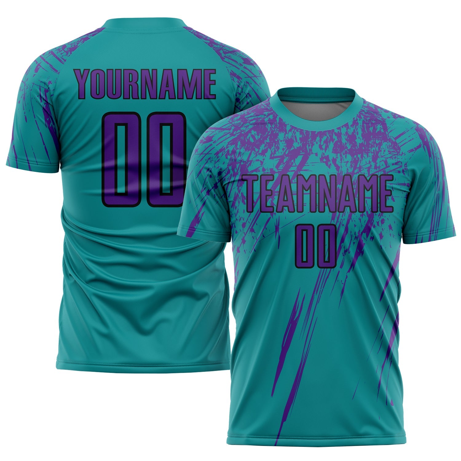 Custom Teal Purple-Black Sublimation Soccer Uniform Jersey - Sky-Custom