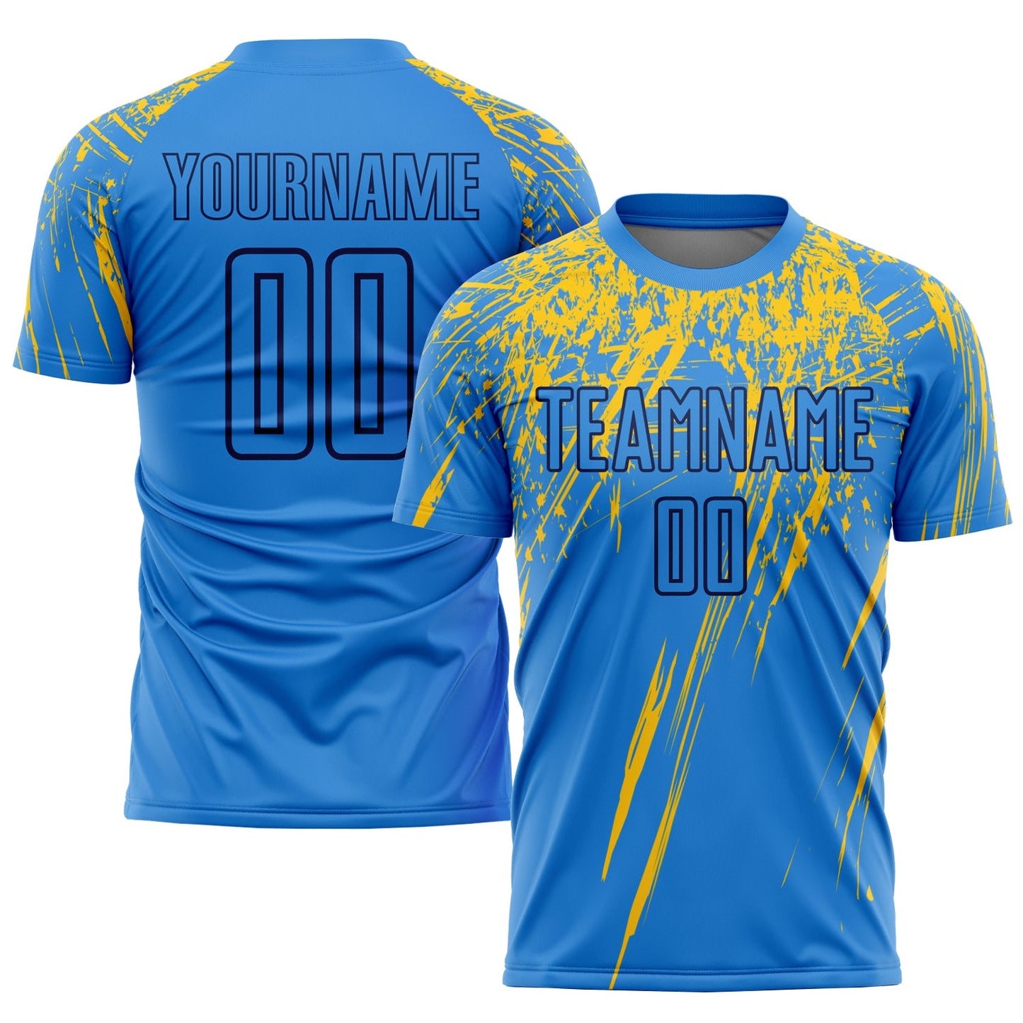 Custom Powder Blue Yellow-Navy Sublimation Soccer Uniform Jersey - Sky-Custom