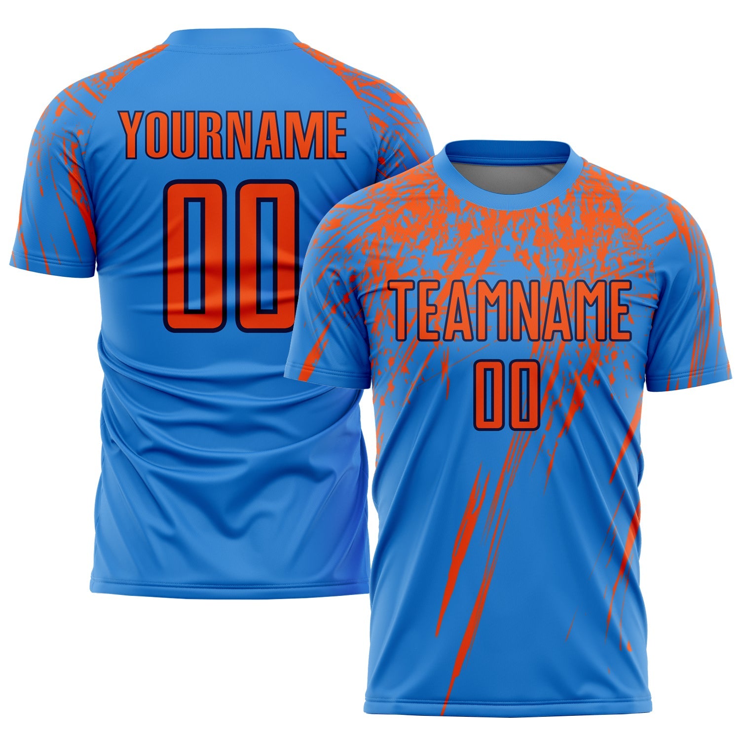 Custom Powder Blue Orange-Navy Sublimation Soccer Uniform Jersey - Sky-Custom