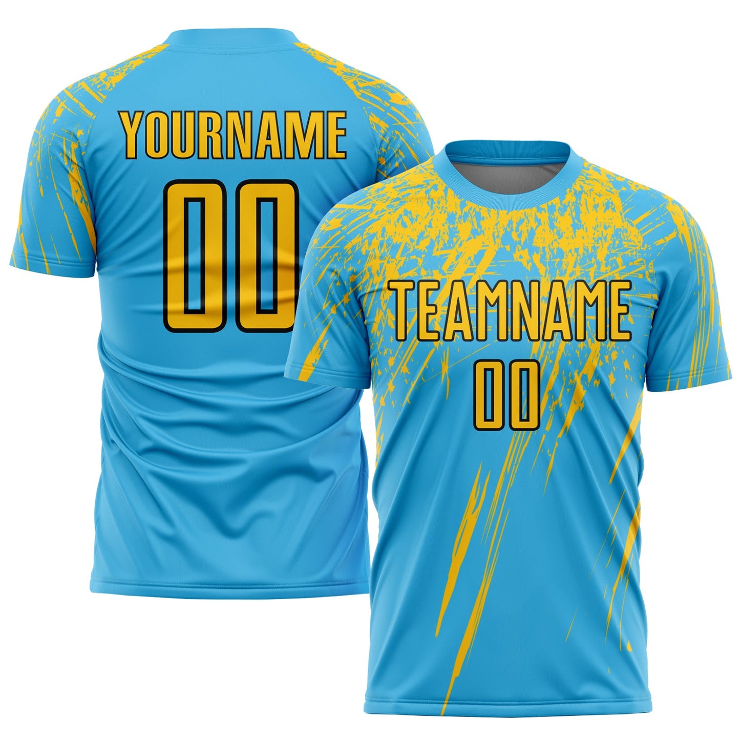 Custom Sky Blue Yellow-Black Sublimation Soccer Uniform Jersey - Sky-Custom