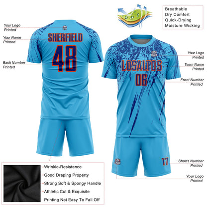 Custom Sky Blue Royal-Orange Sublimation Soccer Uniform Jersey - Sky-Custom
