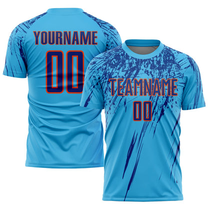 Custom Sky Blue Royal-Orange Sublimation Soccer Uniform Jersey - Sky-Custom
